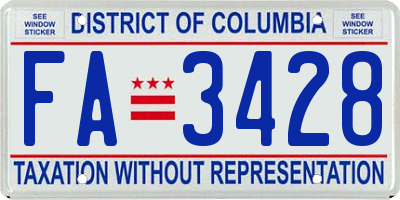 DC license plate FA3428