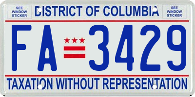 DC license plate FA3429