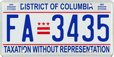 DC license plate FA3435