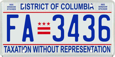 DC license plate FA3436