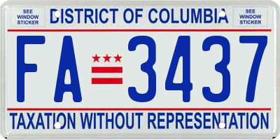 DC license plate FA3437