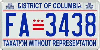 DC license plate FA3438