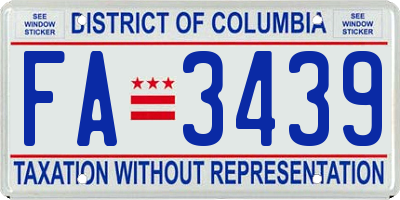 DC license plate FA3439