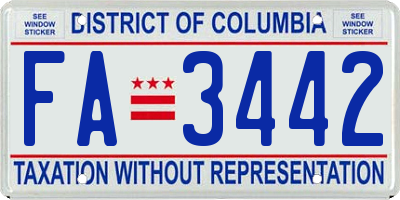 DC license plate FA3442