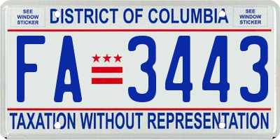 DC license plate FA3443