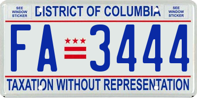 DC license plate FA3444