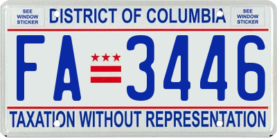 DC license plate FA3446