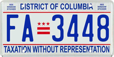 DC license plate FA3448