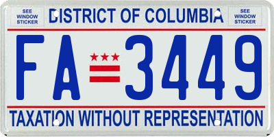 DC license plate FA3449