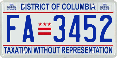 DC license plate FA3452