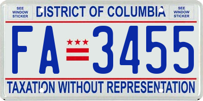 DC license plate FA3455