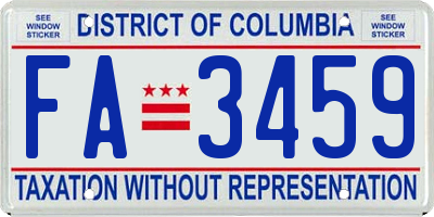 DC license plate FA3459