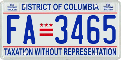 DC license plate FA3465