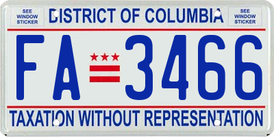 DC license plate FA3466