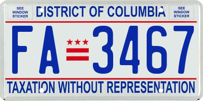 DC license plate FA3467