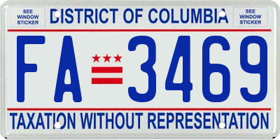 DC license plate FA3469