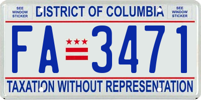 DC license plate FA3471