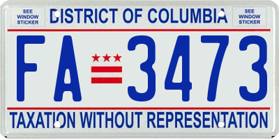 DC license plate FA3473