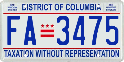 DC license plate FA3475