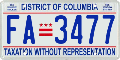 DC license plate FA3477