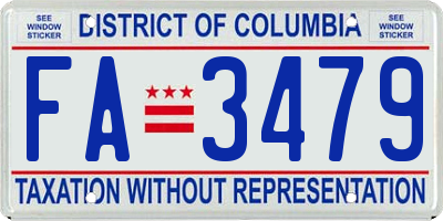 DC license plate FA3479