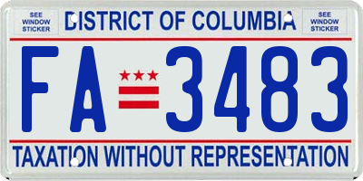 DC license plate FA3483