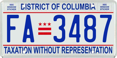 DC license plate FA3487