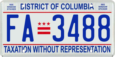 DC license plate FA3488