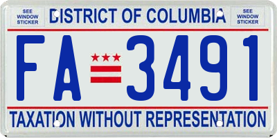 DC license plate FA3491