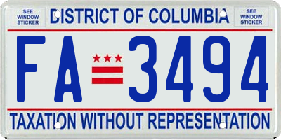 DC license plate FA3494