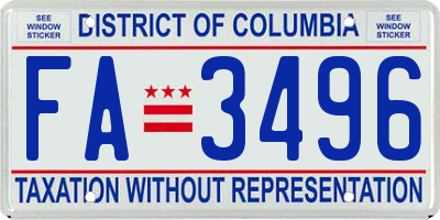 DC license plate FA3496