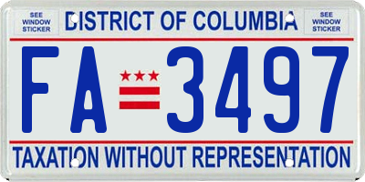 DC license plate FA3497