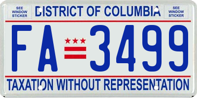 DC license plate FA3499