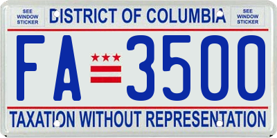 DC license plate FA3500