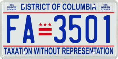 DC license plate FA3501