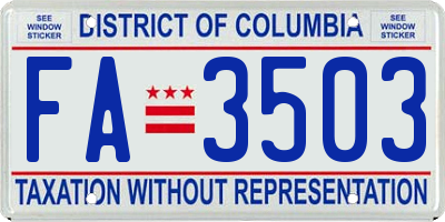 DC license plate FA3503