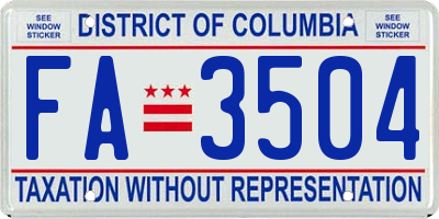 DC license plate FA3504