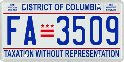 DC license plate FA3509