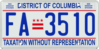 DC license plate FA3510