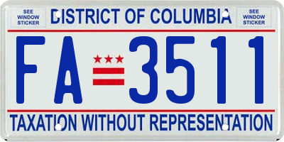 DC license plate FA3511