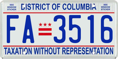 DC license plate FA3516