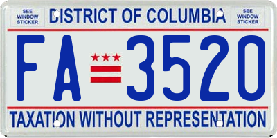 DC license plate FA3520