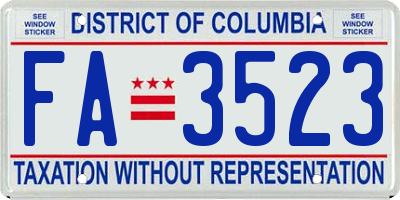 DC license plate FA3523