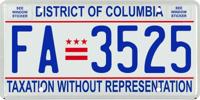 DC license plate FA3525