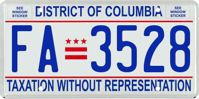 DC license plate FA3528