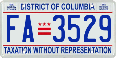 DC license plate FA3529