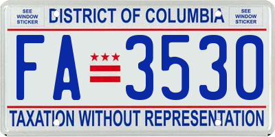 DC license plate FA3530