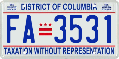 DC license plate FA3531