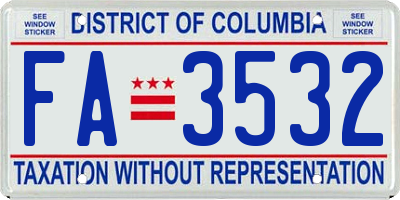 DC license plate FA3532