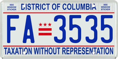 DC license plate FA3535